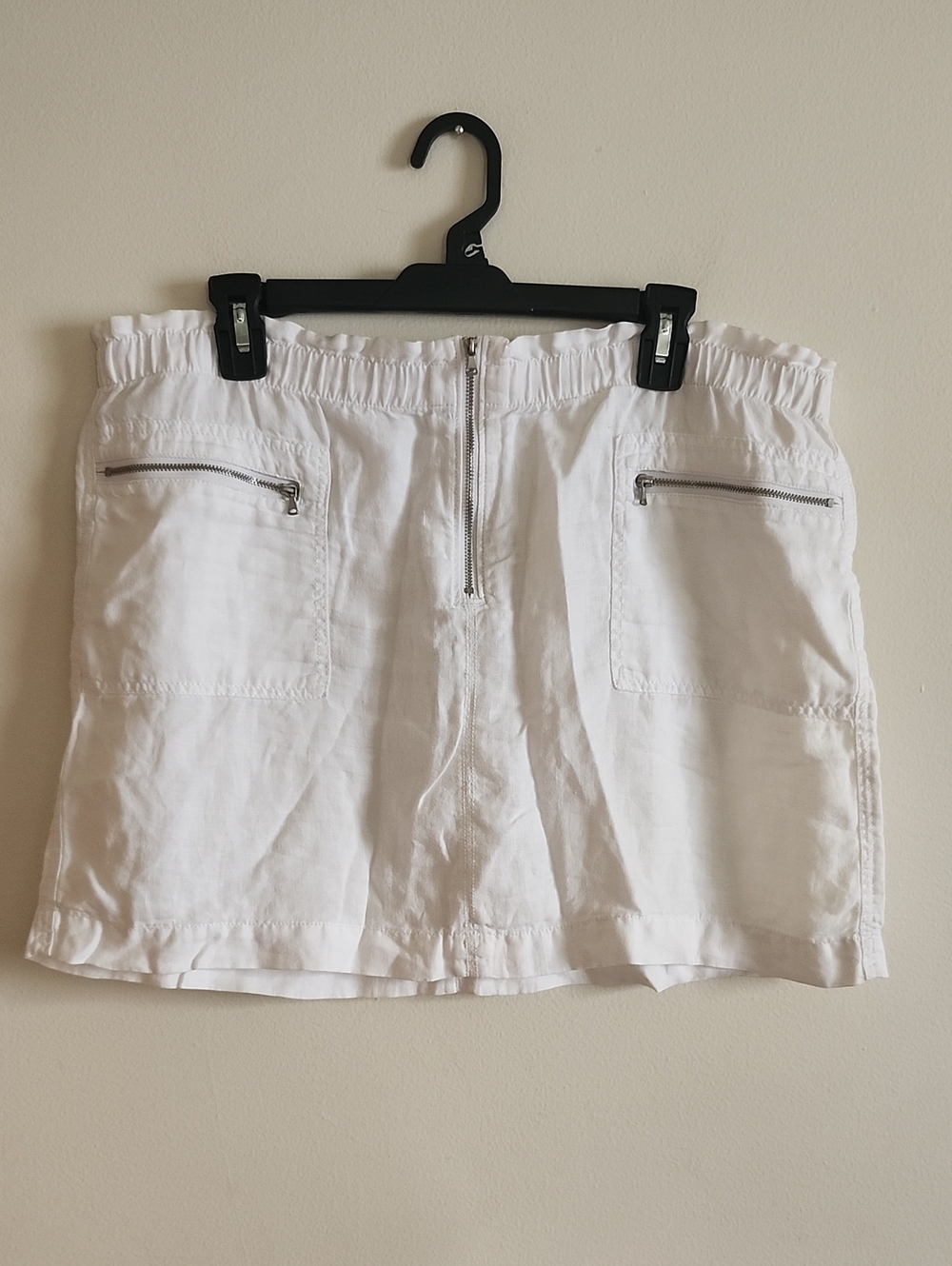 Lou & Grey White Linen Skirt with Zip Pockets Womens Medium
